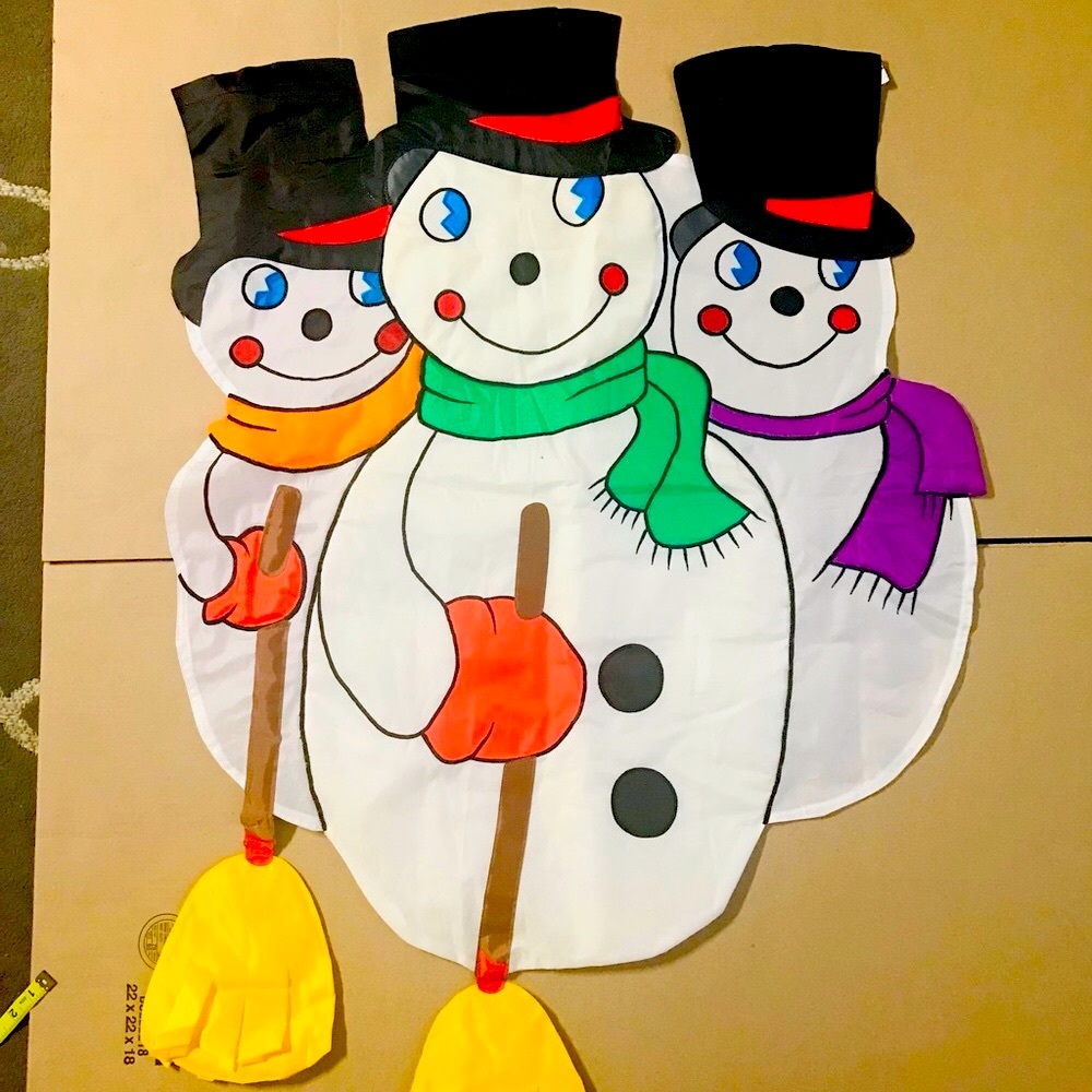 Snowmen Christmas Banner, SnowmanDecoration, Snow Banner, Garden good condition